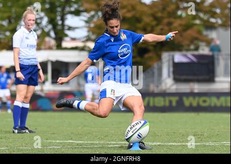 Parma, Italien. September 2021. Michela Sillari (Italien) während der Rugby-Weltmeisterschaft der Frauen 2022 Qualifiers - Italien gegen Spanien, Weltmeisterschaft in Parma, Italien, September 25 2021 Quelle: Independent Photo Agency/Alamy Live News Stockfoto