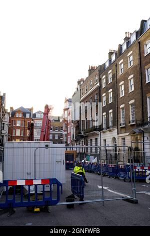 Queen Anne Street, London. 1774 Townhouse Building Einsturz und Abriss. Stockfoto