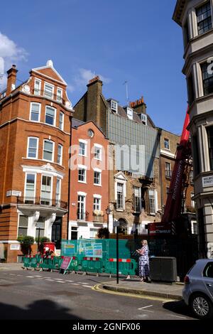 Queen Anne Street, London. 1774 Townhouse Building Einsturz und Abriss. Stockfoto