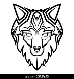 Schwarz-weiße Linie Kunst des Wolfkopfes gute Verwendung für Symbol Maskottchen Symbol Avatar Tattoo T Shirt Design Logo oder jedes Design Stock Vektor