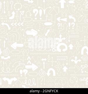 Pfeil nahtloses Muster, neutral kachelbarer Hintergrund mit handgezeichneten Symbolen Stock Vektor