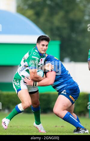 Monigo Stadium, Treviso, Italien, 25. September 2021, Tomas Albornoz (Benetton Treviso) während des Spiels von Benetton Rugby gegen DHL Stormers - United Rugby Championship Stockfoto