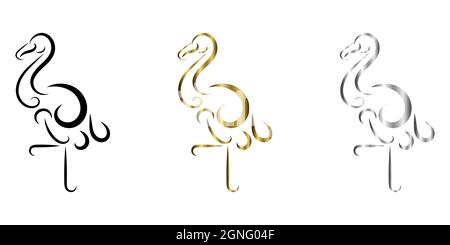 Dreifarbiger Vektor-Schriftzug aus schwarzem Gold und Silber von Flamingo Stock Vektor