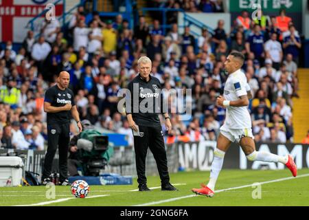 Leeds, Großbritannien. September 2021. David Moyes Manager von West Ham United wacht am 9/25/2021 in Leeds, Großbritannien, auf. (Foto von James Heaton/News Images/Sipa USA) Quelle: SIPA USA/Alamy Live News Stockfoto
