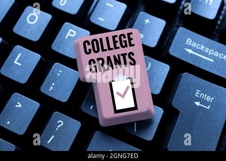 Konzeptionelle Darstellung College Grants. Business-Schaufenster Geldgeschenke für die Vorführung, die eine höhere Ausbildung anstreben Abstract Typing Statistical Records Stockfoto