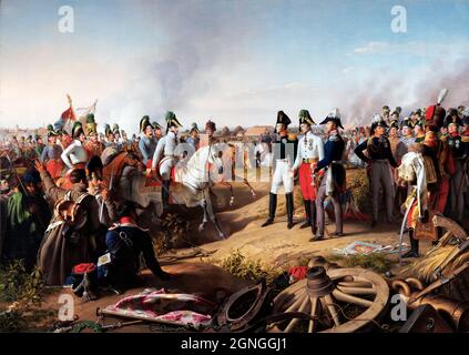 Siegeserklärung nach der Leipziger Schlacht am 18. Oktober 1813 von Johann Peter Krafft (1780-1856), Öl auf Leinwand, 1839 Stockfoto