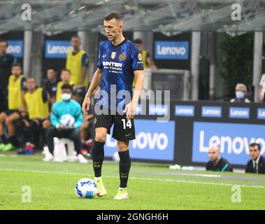 MAILAND ITALIEN- September 26 Giuseppe Meazza Ivan Perisic in Aktion während der Serie Ein Spiel zwischen FC Inter und Atalanta BC im Stadio Giuseppe Meazza am 26. September 2021 in Mailand, Italien. Stockfoto