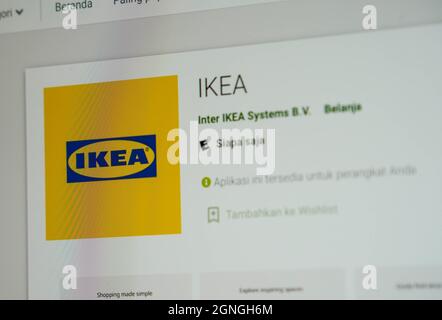 Jakarta, Indonesien-17. September 2021: IKEA Mobile Apps Website am 17. September 2021 auf dem Bildschirm in Jakarta Indonesien. Stockfoto