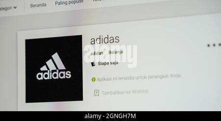 Jakarta, Indonesien-17. September 2021: Adidas mobile Apps-Website am 17. September 2021 in Jakarta Indonesien auf dem Bildschirm. Stockfoto