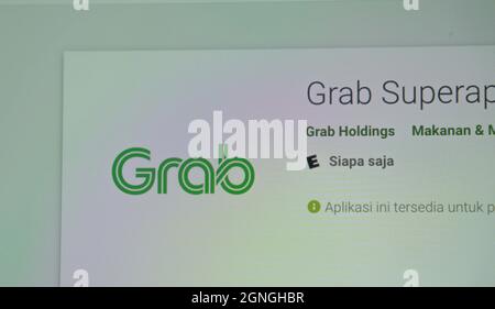 Jakarta, Indonesien-17. September 2021: Grab Website auf dem Bildschirm am 17. September 2021. In Jakarta Indonesien. Stockfoto