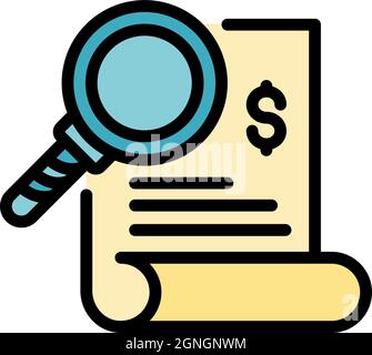 Symbol für den Bericht „Dollarlupe“. Kontur Dollar Lupe Bericht Vektor Symbol Farbe flach isoliert Stock Vektor