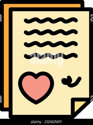 Liebesbrief-Symbol. Umriss Liebe Brief Vektor Symbol Farbe flach isoliert Stock Vektor