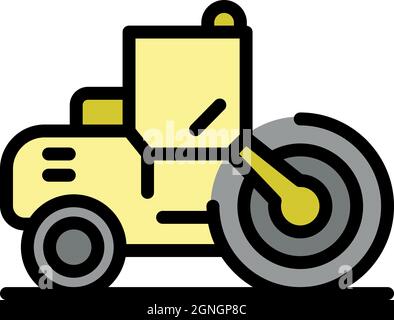 Symbol für die Straßenwalze für Unternehmen. Kontur Business Road Roller Vektor Symbol Farbe flach isoliert Stock Vektor