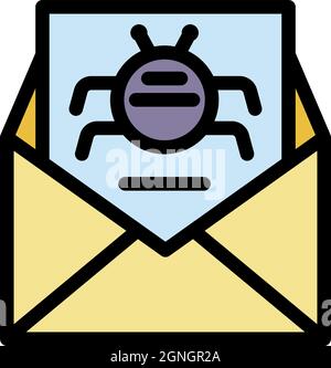 Symbol für E-Mail-Virenbetrug. Skizzieren Sie E-Mail-Virus Betrug Vektor-Symbol Farbe flach isoliert Stock Vektor