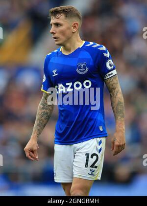 Goodison Park, Liverpool, Großbritannien. September 2021. Premier League Football, Everton gegen Norwich; Lucas Digne von Everton Credit: Action Plus Sports/Alamy Live News Stockfoto