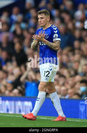 Goodison Park, Liverpool, Großbritannien. September 2021. Premier League Football, Everton gegen Norwich; Lucas Digne von Everton Credit: Action Plus Sports/Alamy Live News Stockfoto