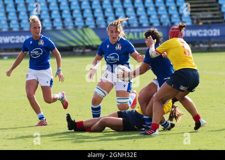 Parma, Italien. 25. Sep, 2021. italienische Spieler in Aktion während der Rugby-Frauen-WM 2022 Qualifikation - Italien gegen Spanien, Weltmeisterschaft in Parma, Italien, September 25 2021 Kredit: Unabhängige Fotoagentur/Alamy Live News Stockfoto