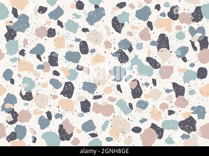 Vintage Vektor nahtloses Terrazzo-Muster im Retro-Stil. Farbenfrohes Retro-Muster mit Terrazzo-Struktur. Vintage Vektor Stein Textur. Stock Vektor