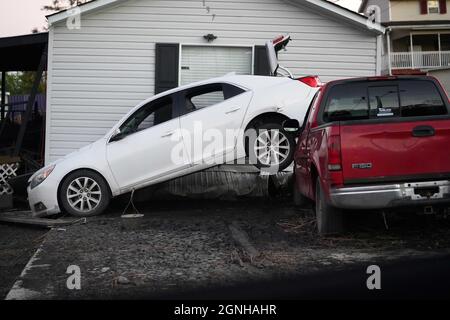 IRONTON, Louisiana (Sept 24, 2021) – Schäden, die durch den Unwunder Ida an der Gemeinde Ironton, Louisiana, verursacht wurden. FEMA Foto von Julie Joseph. Stockfoto