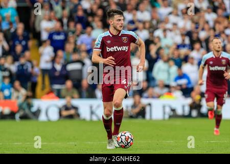 Leeds, Großbritannien. September 2021. Declan Rcy #41 von West Ham United am Ball in Leeds, Vereinigtes Königreich am 9/25/2021. (Foto von James Heaton/News Images/Sipa USA) Quelle: SIPA USA/Alamy Live News Stockfoto