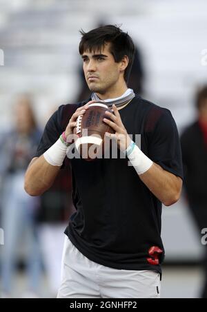 Columbus, Usa. September 2021. Ohio State Buckeyes Quarterback Jack Miller II (9) wirft bei Aufwärmungen vor dem Spiel Buckeyes gegen die Akron-Reißverschlüsse am Samstag, 25. September 2021 in Columbus, Ohio. Foto von Aaron Josefczyk/UPI Credit: UPI/Alamy Live News Stockfoto