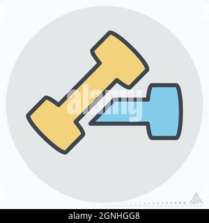 Icon Langhantel - Color Mate Style - einfache Illustration, editierbare Kontur, Design Template Vektor, gut für Drucke, Poster, Werbung, Ankündigung Stock Vektor