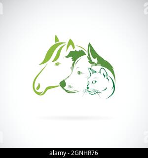 Vektor der Säugetiergruppe Design auf weißem Hintergrund. Pferd. Hund. Kat. Tiere. Haustiere. Leicht editierbare Vektorgrafik mit Ebenen. Stock Vektor
