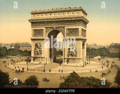 Arc de Triomphe oder L'Arc-de-Triomphe de L'Etoile in Paris, Frankreich ca. 1890-1900 Stockfoto