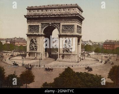 Arc de Triomphe oder L'Arc-de-Triomphe de L'Etoile in Paris, Frankreich ca. 1890-1900 Stockfoto