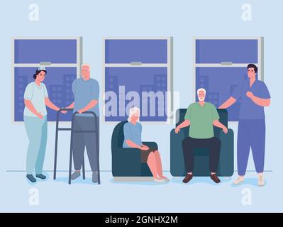 krankenschwestern und alte Menschen der geriatrie Stock Vektor