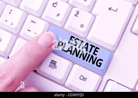 Konzeptionelle Darstellung Estate Planning. Internet-Konzept die Verwaltung und Entsorgung dieser Person s ist Estate Typing Certification Document-Konzept Stockfoto