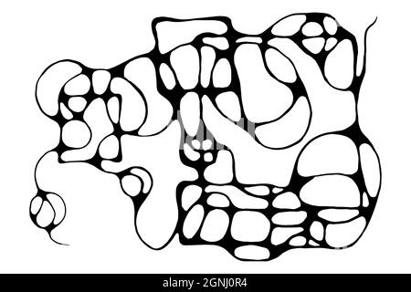 Neurographische Linien skizzieren Vektor-Illustration. Abstrakt chaotisch gewellte Kurven Muster Hintergrund. Handgezeichnetes monochromes Neuroart. Rechtsgehirntes Zeichnen. C Stock Vektor