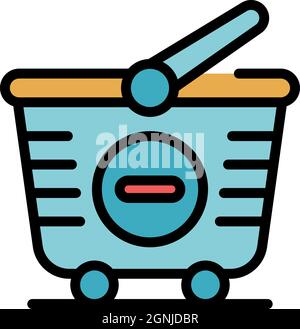 Symbol „aus Warenkorb entfernen“. Kontur aus Warenkorb entfernen Vektor Symbol Farbe flach isoliert Stock Vektor
