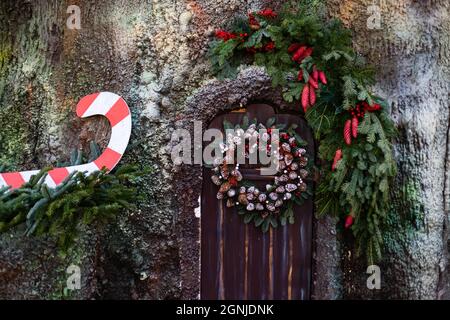 Schönen Urlaub Schaufenster dekoriert zu Weihnachten Stockfoto