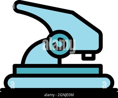 Symbol für die Seitenansicht des Lochers. Kontur Locher Seitenansicht Vektor Symbol Farbe flach isoliert Stock Vektor