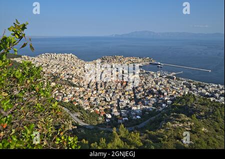 Blick auf Kavala in Griechenland aus einer Sicht Stockfoto