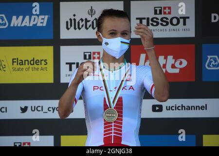 Katarzyna Niewiadoma aus Pologne während der UEC-Straßen-Weltmeisterschaft 2021 in Leuven, am 25. September, in Leuven, Belgien - Foto Laurent Lairys / DPPI I Stockfoto