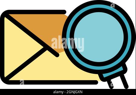 Symbol „E-Mail suchen“. Kontur suchen Mail Vektor Symbol Farbe flach isoliert Stock Vektor
