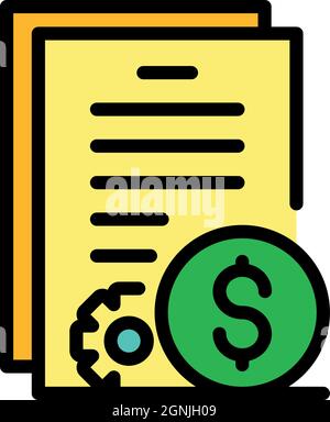 Symbol für Geldpapiere. Umriss Geldpapiere Vektor Symbol Farbe flach isoliert Stock Vektor