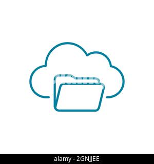 Zeilensymbol für Cloud-Ordner. Daten hochladen und herunterladen. Online-Dateiverwaltungsdienst. Cloud-Computing-Online-Speicher. Infrastructure-as-a-Service-IaaS. Stock Vektor