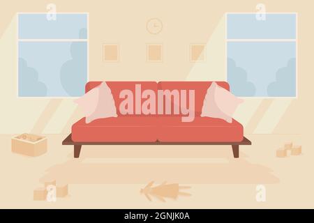 Familie Wohnzimmer flache Farbe Vektor Illustration Stock Vektor
