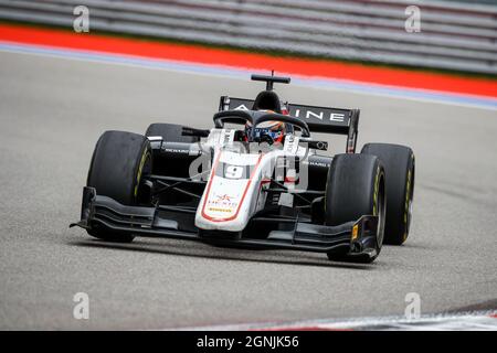 09 Lundgaard Christian (dnk), ART Grand Prix, Dallara F2, Aktion während des 6. Laufs der FIA Formel-2-Meisterschaft 2021 vom 24. Bis 26. September 2021 auf dem Sotschi-Autodrom in Sotschi, Russland - Foto Xavi Bonilla / DPPI Stockfoto