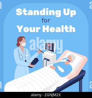 Krankenhausbehandlung in sozialen Medien nach dem Mockup Stock Vektor