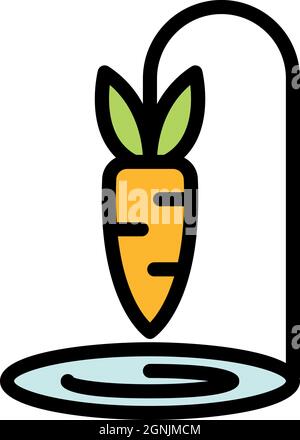 Symbol für Karottendraht-Tierfalle. Kontur Karotte Draht Tier Trap Vektor-Symbol Farbe flach isoliert Stock Vektor