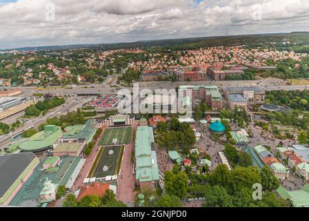 Göteborg, Schweden - 29 2008. Juni: Blick über Liseberg, Stora Scenen und St. Sigfrids Plan. Stockfoto