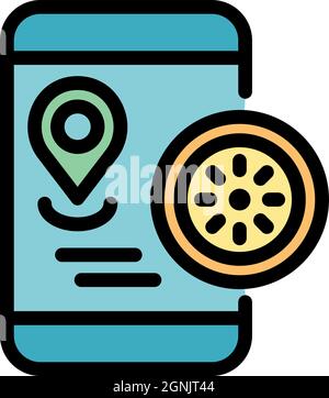 Symbol für die Lage des Fitnessraums. Umriss Fitnessstudio Standort Vektor Symbol Farbe flach isoliert Stock Vektor