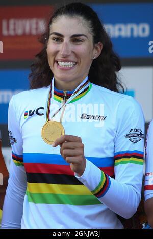 Leuven, Belgien. September 2021. Elisa Balsamo aus Italien während der UEC-Straßen-Weltmeisterschaft 2021 in Leuven, am 25. September, in Leuven, Belgien - Foto Laurent Lairys/ABACAPRESS.COM Quelle: Abaca Press/Alamy Live News Stockfoto