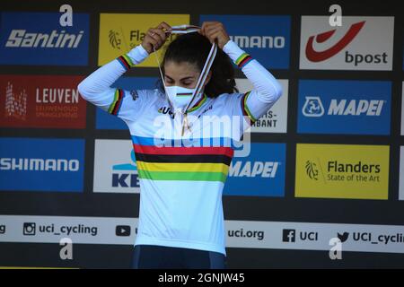 Leuven, Belgien. September 2021. Elisa Balsamo aus Italien während der UEC-Straßen-Weltmeisterschaft 2021 in Leuven, am 25. September, in Leuven, Belgien - Foto Laurent Lairys/ABACAPRESS.COM Quelle: Abaca Press/Alamy Live News Stockfoto