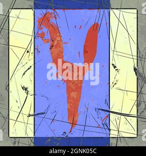 Monogramm des Großbuchstaben Y , grunge Poster Stockfoto