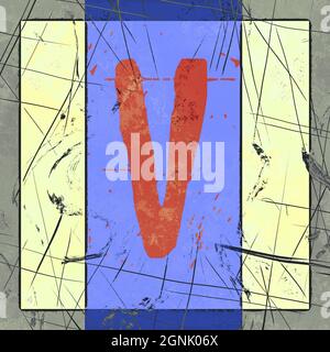 Monogramm des Großbuchstaben V, grunge Poster Stockfoto